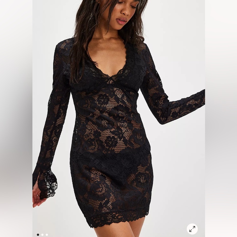 Free People Elegant Black Lace mini . NWT